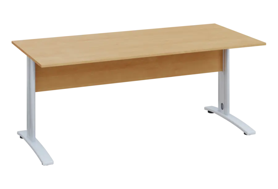 EPK 28 - 18 stůl kancelářský, kovová podnož bílá, deska 25 mm, široký 1800 mm, javor horský